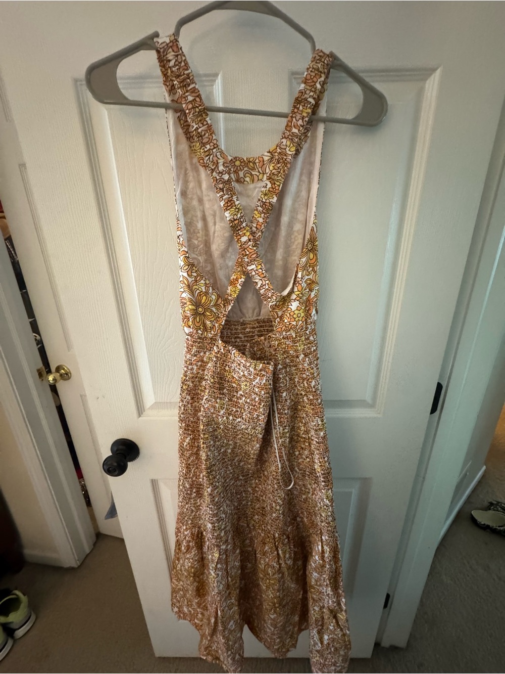 J. Crew Yellow Floral Backless Smocked Maxi Dress - Picture 2 of 3